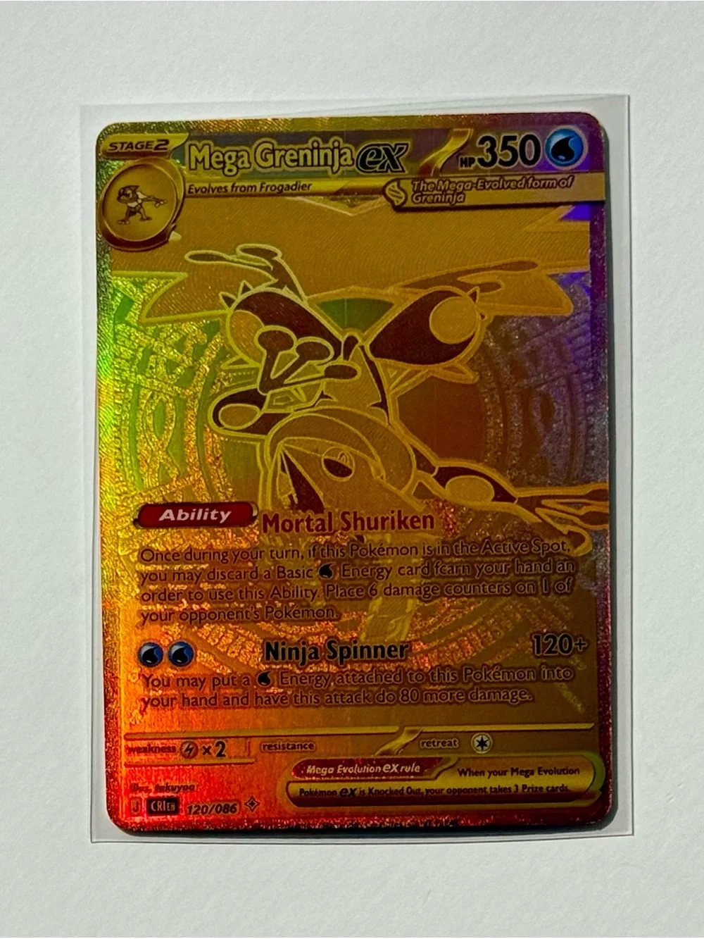 Pokemon TCG Chaos Rising Mega Greninja Ex GOLD 122/086 Fan Art Custom Card